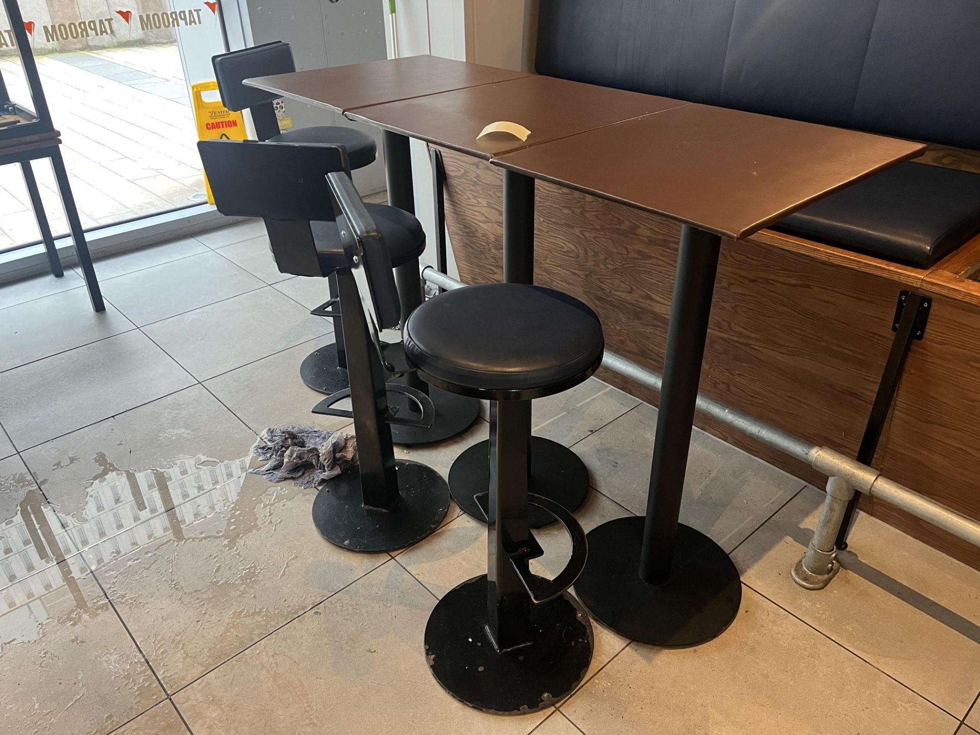 3 TALL TABLES WITH 3 BARSTOOLS