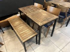 2 TABLES WITH 2 CHAIRS & BENCH