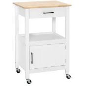 2-Tier Rolling Small Kitchen Island Cart with Rubber Wood. - ER54