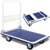 Zimbala Folding Push Cart Dolly, 660lbs Rolling Hand Push Moving Platform, Heavy Duty Foldable