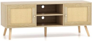 Multigot TV Cabinet for TVs up to 55”, Rattan TV Stand Media Entertainment Center with 2 Doors &