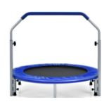 101CM FOLDABLE TRAMPOLINE WITH 4-LEVEL ADJUSTABLE HANDLE FOR ADULTS-BLUE. - ER54 The safety padded