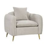 Chenille Velvet Accent Chair with Golden Metal Legs. -ER54.