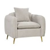 Chenille Velvet Accent Chair with Golden Metal Legs. -ER54.