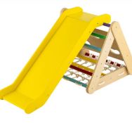4-IN-1 WOODEN TRIANGLE CLIMBING SET WITH RAMP SLIDING BOARD-COLOURFUL. - ER54. Including a 3-side