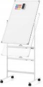 Reversible Rolling White Board with Black Markers. -ER54