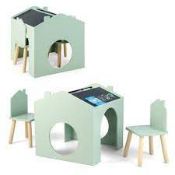 3 Pieces Wooden Kids Table and Chair Set with Chalkboards. - ER54.