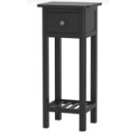 END TABLE WITH STORAGE SHELF AND DRAWER-BLACK. - ER54. Thanks to the selected acacia wood and