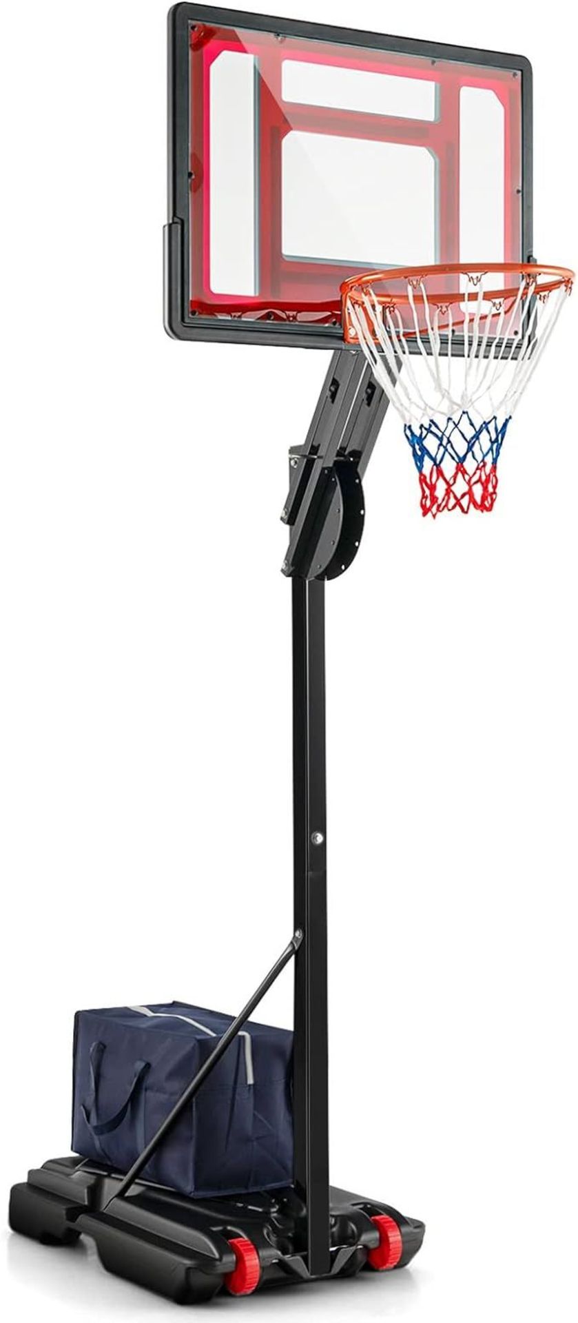 dDeluxe 10ft Basketball Backboard Hoop Net Set, 1.55M-3.1M Height Adjustable Basketball Stand with