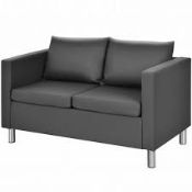 2-Seater PU Leather Accent Tub Sofa Loveseat with Pillows - ER54