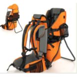 CHILD CARRIER BACKPACK WITH DETACHABLE MOUTHWIPES, REMOVABLE CANOPY AND STORAGE BAG-ORANGE. - ER54.
