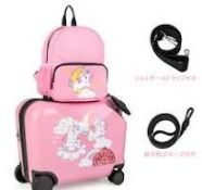 Kids Rolling Luggage 16'' Hard Shell Carry On Travel Suitcase . - ER54.