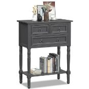 Deluxe Console Entryway Table w/ 3 Drawers Open Shelf for Hallway Living room Dark Grey. - ER54.
