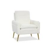 Upholstered Sherpa Armchair with Tapered Metal Legs. - ER54. This modern accent chair offers a