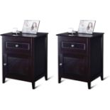 Multigot Bedside Table, Modern Storage Cabinet with Door Cabinet and Drawer, Wooden Side End Table