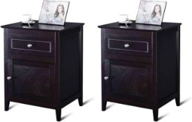 Multigot Bedside Table, Modern Storage Cabinet with Door Cabinet and Drawer, Wooden Side End Table
