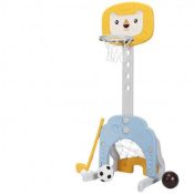 3-In-1 Adjustable Kids Basketball Hoop Sports Set-Yellow. -ER54