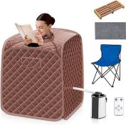 Multigot Portable Steam Sauna, Personal Full Body Sauna Spa with Remote Control, Folding Chair and