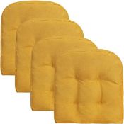 Multigot 4PCS Seat Pads, Linen Fabric Tufted Chair Cushions with Non-slip Bottom, Machine Washable