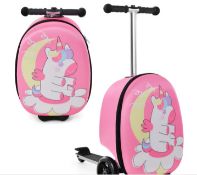 2-IN-1 FOLDING KIDS SCOOTER WITH SUITCASE AND 3 COLOR LIGHTED WHEELS-PINK. - ER54.