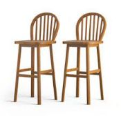 Wood Counter Height Chair Set of 2 with mid-back for Bar Kitchen. ER54.