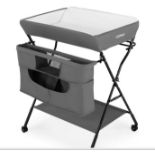 FOLDING CHANGING TABLE WITH 4-LEVEL ADJUSTABLE HEIGHT AND WHEELS-GREY. - ER54. This diaper