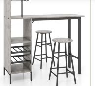 COUNTER HEIGHT DINING TABLE SET FOR BISTRO LIVING ROOM-GREY. - ER54.