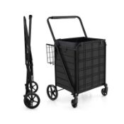 FOLDING SHOPPING CART WITH WATERPROOF LINER. -ER54. Carrying heavy goods will no longer be a concern