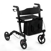 Folding Aluminium Rollator Walker Mobility Aid With 4 Wheels. - ER54. This foldable rollator