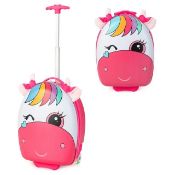 Kids Rolling Luggage 16'' Hard Shell Carry On Travel Suitcase with Flashing Wheels. - ER54.