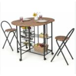 3 PCS Folding Dining Table & Chair Set Drop Leaf Table With 2 Storage Shelves. - ER54. Our 3-piece