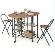 3 PCS Folding Dining Table & Chair Set Drop Leaf Table With 2 Storage Shelves. - ER54. Our 3-piece