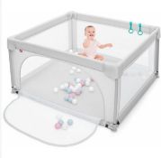 Baby Playpen Portable Kids Safety Infant Activity Center W/ 50 PCS Ocean Balls. - ER54.