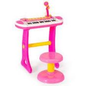 31-Key Kids Electronic Keyboard with Stool and Flashing Lights-Pink. - ER54.