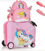 2 PIECES KIDS LUGGAGE SET WITH SPINNER WHEELS AND ANTI-LOSE ROPE-PINK. - ER54.