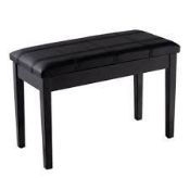 Wooden Duet Piano Bench with Padded Cushion and Music Storage. - ER54.