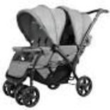 Double Pushchair with Adjustable Backrest and Sunshade-Grey. - ER54. With a strong, heavy-duty metal