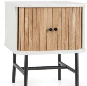 MID-CENTURY MODERN BEDSIDE TABLE WITH STORAGE CABINET AND METAL LEGS-WHITE. - ER54. The nightstand
