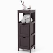 Bathroom Storage Cabinet with 2 Removable Drawers and Open Shelf-Dark Brown. - ER54. If you are