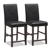 Set of 2 Bar Stools 24" Counter Height Pub Kitchen Chairs w/ Rubber Wood Legs. - ER54.