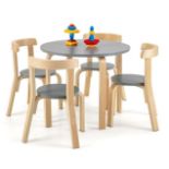 5 PIECES KIDS BENTWOOD CURVED BACK TABLE AND CHAIR SET-GREY. -ER54. With scientific height, your