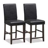 Set of 2 Counter Height Bar Stools with Rubber Wood Legs. -ER54