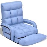 Folding Lazy Floor Chair Sofa with Armrests and Pillow. - ER54. Padded with soft sponge and