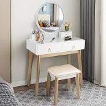 Multigot Dressing Table with Mirror and Stool,Wooden Makeup Vanity. -ER54