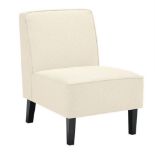 Modern Armless Accent Chair With Rubber Wood Legs-Beige. - ER54. Solid Structure Provides Strong