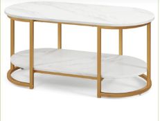 MARBLE COFFEE TABLE WITH OPEN STORAGE SHELF-WHITE. - ER54. This modern coffee table is selected to