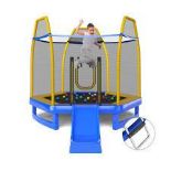 7 Feet Hexagonal Trampoline with Slide . -ER54. Give kids an unforgettable childhood with this 7