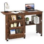 Folding Sewing Table 2 IN 1 Rolling Craft Table Home Office Desk. - ER54.