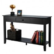 Console Sofa Side Accent Table With Drawer Shelf-Black. - ER54. The versatile console table can meet