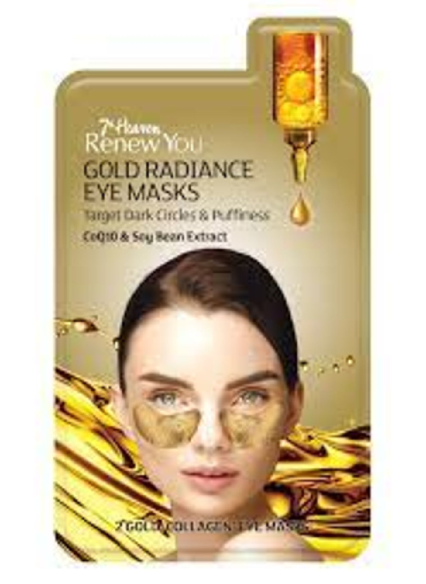444 X BRAND NEW 7TH HEAVEN RENEW YOU GOLD RADIANCE PACK OF 2 EYE MASKS, TARGETS DARK CIRCLES AND